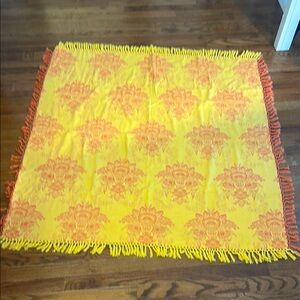 Yellow and Orange Fringed Tapestry 50” square